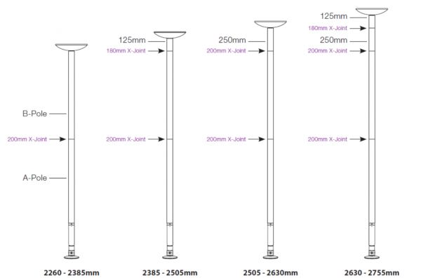 X-Pole Pro XPert Silicone-coated Spinning Pole with X-Lock