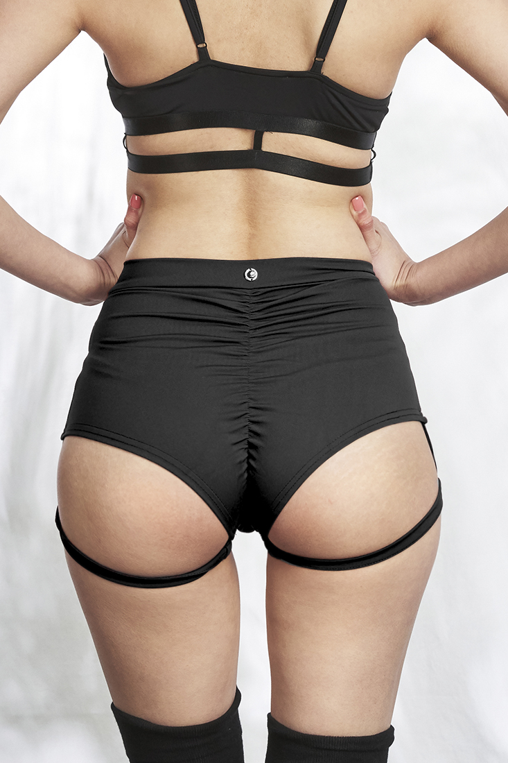 Lure You High Waist Garter Shorts - Luna
