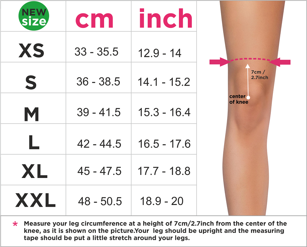 Queen Knee Pads Size Chart