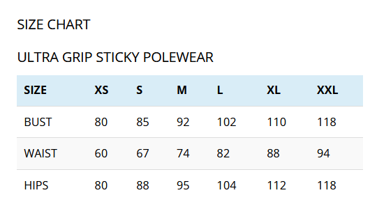 Ultra Grip Pole Wear Size Chart